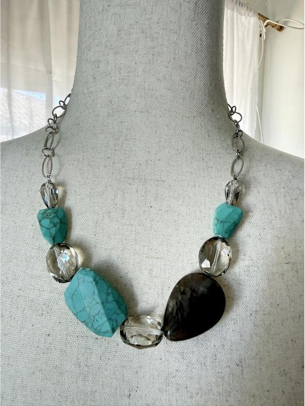 Coldwater Creek Chunky Turquoise Stone Statement Necklace